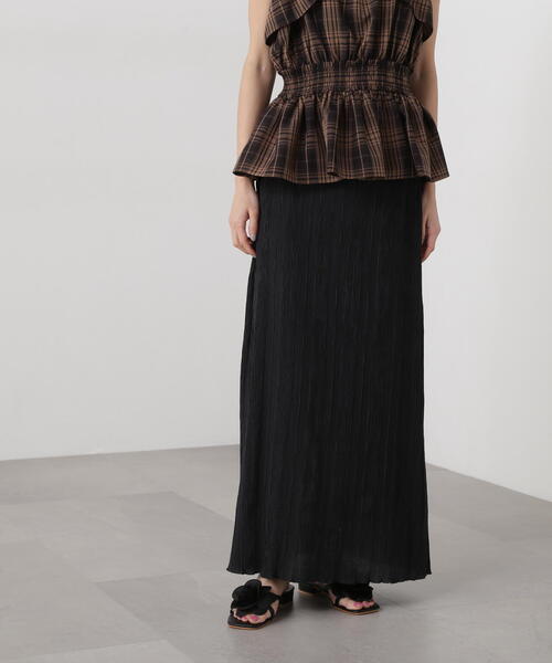 N.（N. Natural Beauty Basic）（エヌエヌナチュラルビューティーベーシック）の「シャドーチェックイージースカート（スカート・レディース・ブラック/レッド・MEDIUM）」の2枚目の写真