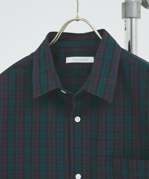 JOURNAL STANDARD（ジャーナルスタンダード）の「ミニ チェック クロップド 半袖 シャツ（シャツ/ブラウス・メンズ・ネイビー/ダークブルー/チャコールグレー/グレー・MEDIUM/LARGE）」の8枚目の写真