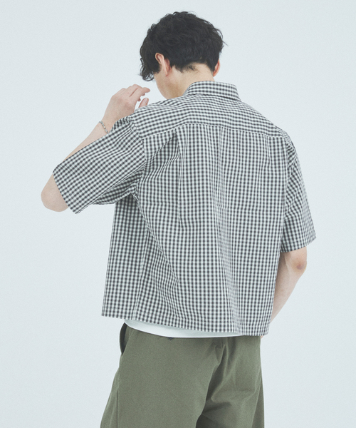 JOURNAL STANDARD（ジャーナルスタンダード）の「ミニ チェック クロップド 半袖 シャツ（シャツ/ブラウス・メンズ・ネイビー/ダークブルー/チャコールグレー/グレー・MEDIUM/LARGE）」の22枚目の写真