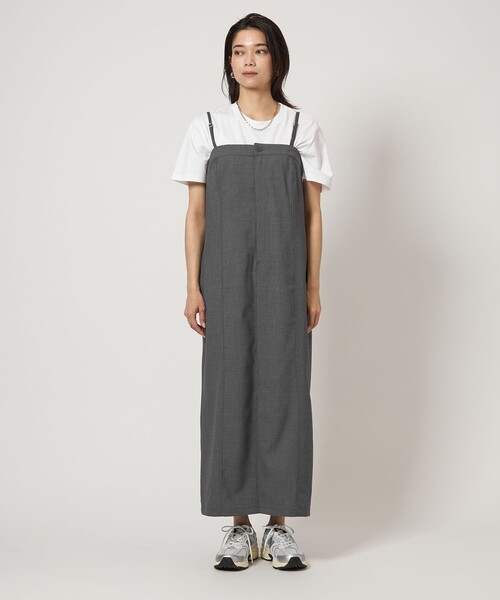 UNIVERSAL OVERALL(ユニバーサルオーバーオール)の「【別注】<UNIVERSAL OVERALL>2WAY ベアトップ キャミソールワンピース(ワンピース・レディース・ブラック/グレー系・FREE)」の9枚目の写真
