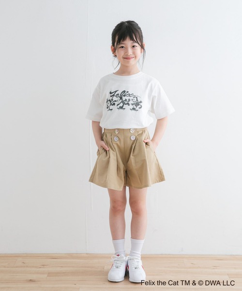 URBAN RESEARCH DOORS(アーバンリサーチドアーズ)の「『WEB/一部店舗限定サイズ』フロントボタンキュロットパンツ(KIDS)(その他パンツ・キッズ・ベージュ/ブルー・105/120/135/150)」の3枚目の写真