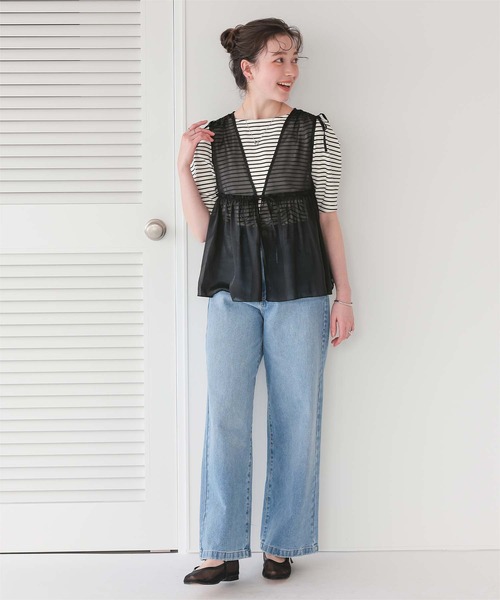 titivate（ティティベイト）の「ギャザーリボンベスト（ベスト・レディース・ブラック/アイボリー/チャコール・M）」の8枚目の写真