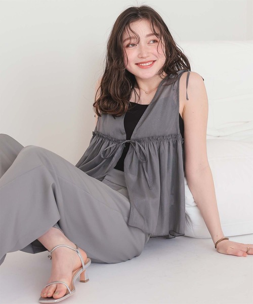 titivate（ティティベイト）の「ギャザーリボンベスト（ベスト・レディース・ブラック/アイボリー/チャコール・M）」の14枚目の写真