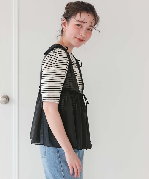 titivate（ティティベイト）の「ギャザーリボンベスト（ベスト・レディース・ブラック/アイボリー/チャコール・M）」の5枚目の写真