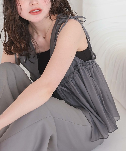 titivate（ティティベイト）の「ギャザーリボンベスト（ベスト・レディース・ブラック/アイボリー/チャコール・M）」の13枚目の写真