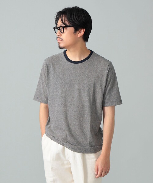 BRILLA per il gusto(ブリッラペルイルグースト)の「コットンヘンプ ミニボーダー Tシャツ(Tシャツ/カットソー・メンズ・ネイビー/ブラック系その他3・S/M/XL/L)」の11枚目の写真