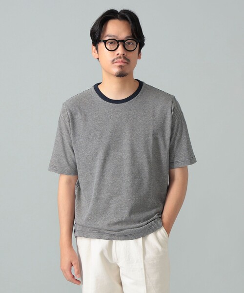 BRILLA per il gusto(ブリッラペルイルグースト)の「コットンヘンプ ミニボーダー Tシャツ(Tシャツ/カットソー・メンズ・ネイビー/ブラック系その他3・S/M/XL/L)」の12枚目の写真