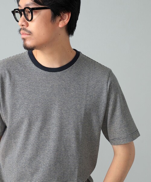 BRILLA per il gusto(ブリッラペルイルグースト)の「コットンヘンプ ミニボーダー Tシャツ(Tシャツ/カットソー・メンズ・ネイビー/ブラック系その他3・S/M/XL/L)」の13枚目の写真