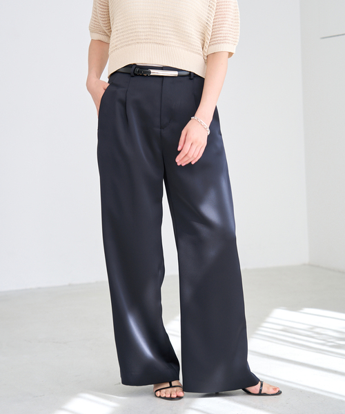 IENA（イエナ）の「《追加》ウォッシャブル サテン スラックス（スラックス・レディース・カーキ/ネイビー・38/36/34）」の2枚目の写真