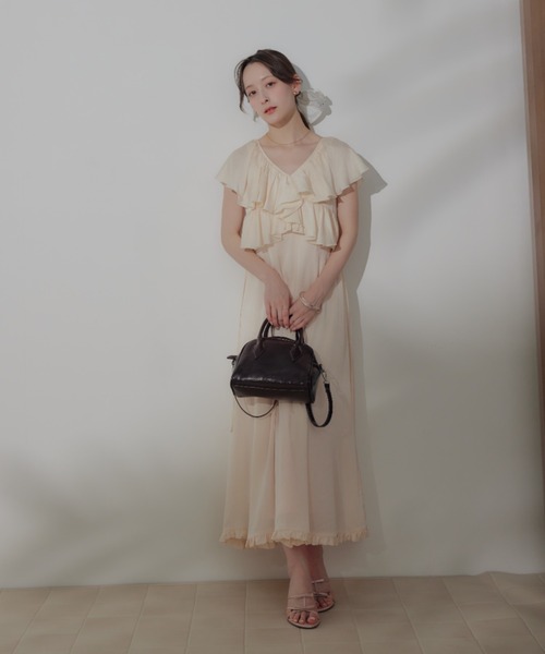 MILK ミルク ベロアドットフリルワンピース セール】ドットフリルワンピース（ワンピース）｜ECREL