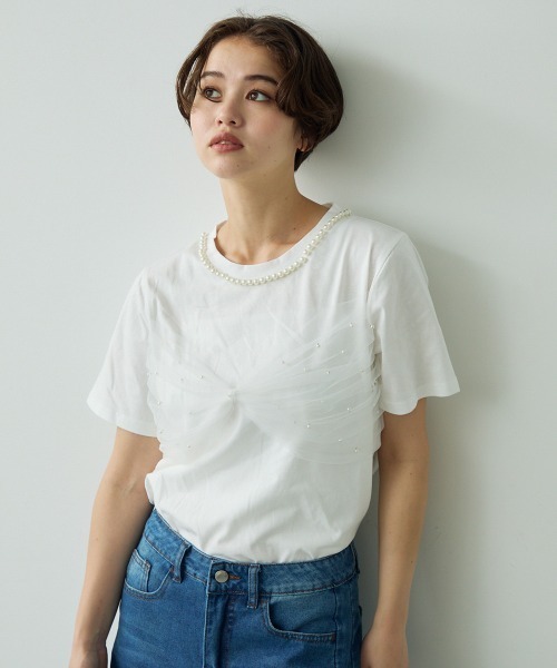 [Sinoon] NECK LACE Tシャツ★新作・24AW★韓国ファッション★ レッド（赤）系 sinoon(シヌーン) Tシャツ・カットソー