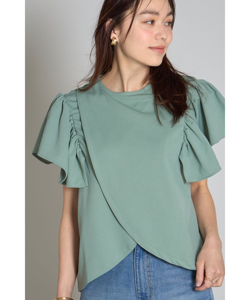 &. NOSTALGIA(アンドドットノスタルジア)の「フリルショルダーアシメカットブラウス(Tシャツ/カットソー・レディース・ブラック/グレー/ミント・M)」の3枚目の写真