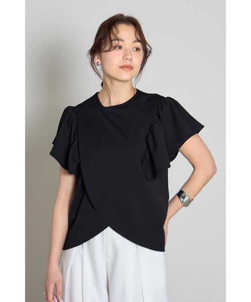 &. NOSTALGIA(アンドドットノスタルジア)の「フリルショルダーアシメカットブラウス(Tシャツ/カットソー・レディース・ブラック/グレー/ミント・M)」の2枚目の写真