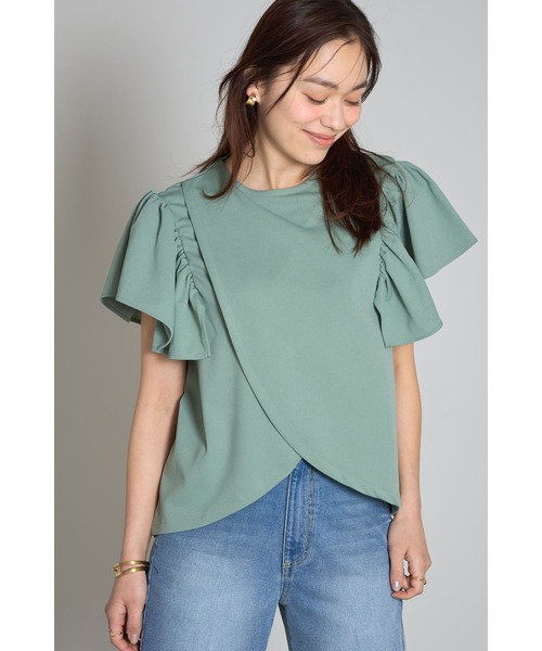 &. NOSTALGIA(アンドドットノスタルジア)の「フリルショルダーアシメカットブラウス(Tシャツ/カットソー・レディース・ブラック/グレー/ミント・M)」の4枚目の写真
