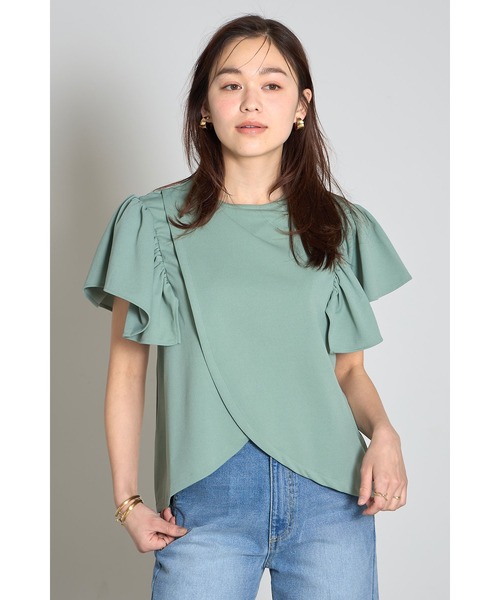 &. NOSTALGIA(アンドドットノスタルジア)の「フリルショルダーアシメカットブラウス(Tシャツ/カットソー・レディース・ブラック/グレー/ミント・M)」の6枚目の写真