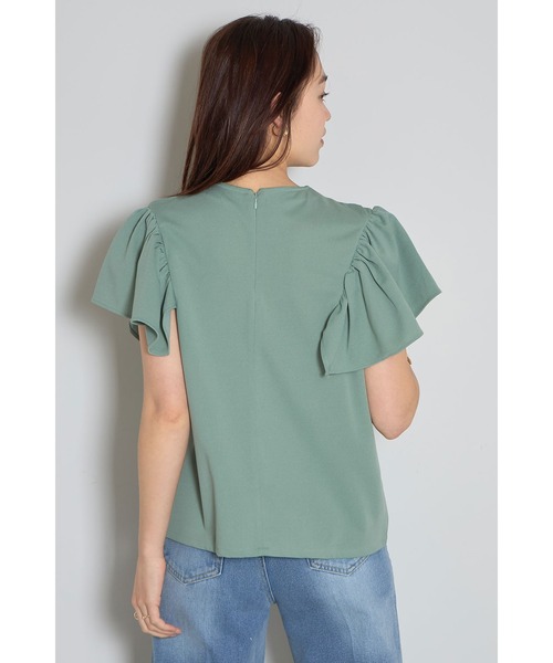&. NOSTALGIA(アンドドットノスタルジア)の「フリルショルダーアシメカットブラウス(Tシャツ/カットソー・レディース・ブラック/グレー/ミント・M)」の9枚目の写真