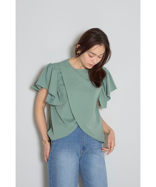 &. NOSTALGIA(アンドドットノスタルジア)の「フリルショルダーアシメカットブラウス(Tシャツ/カットソー・レディース・ブラック/グレー/ミント・M)」の10枚目の写真