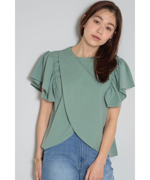 &. NOSTALGIA(アンドドットノスタルジア)の「フリルショルダーアシメカットブラウス(Tシャツ/カットソー・レディース・ブラック/グレー/ミント・M)」の11枚目の写真
