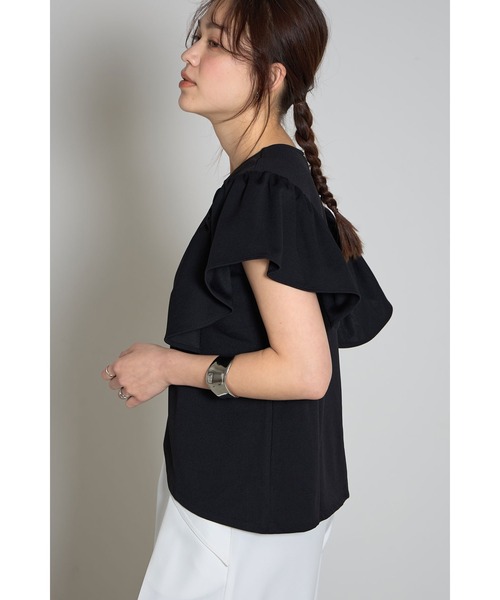 &. NOSTALGIA(アンドドットノスタルジア)の「フリルショルダーアシメカットブラウス(Tシャツ/カットソー・レディース・ブラック/グレー/ミント・M)」の13枚目の写真