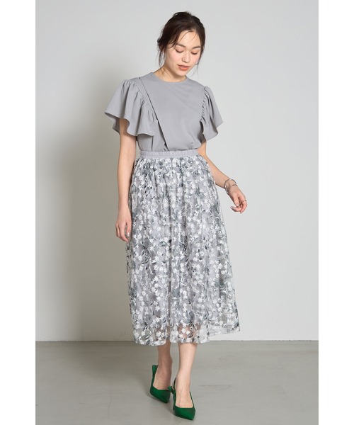 &. NOSTALGIA(アンドドットノスタルジア)の「フリルショルダーアシメカットブラウス(Tシャツ/カットソー・レディース・ブラック/グレー/ミント・M)」の17枚目の写真