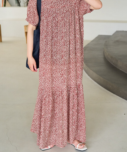 セール】限定展開 花柄 マキシ 半袖 ワンピース（ワンピース