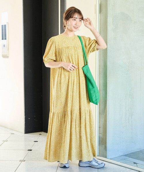 FREAK'S STORE(フリークスストア)の「限定展開 花柄 マキシ 半袖 ワンピース(ワンピース・レディース・レッド/グリーン/ブラック/ネイビー/イエロー/ベージュ・SMALL/MEDIUM)」の19枚目の写真