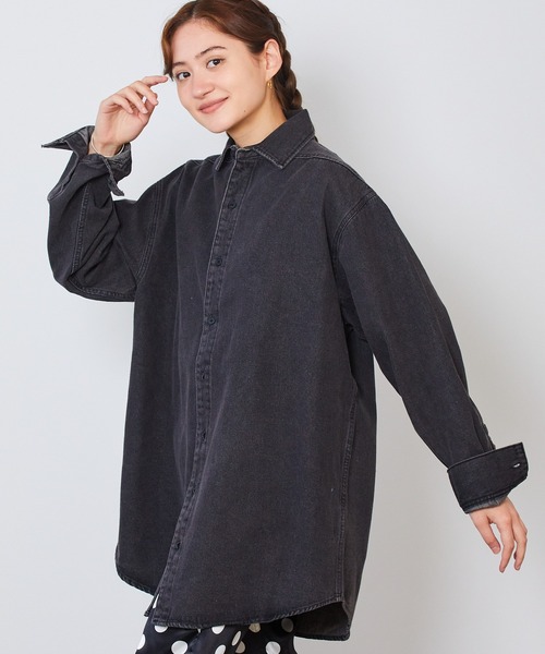 FOG ESSENTIALS(エフオージーエッセンシャルズ)の「FOG ESSENTIALS/エッセンシャルズ DENIM LS SHIRT デニムシャツ ブラックデニム 長袖 オーバーサイズ(シャツ/ブラウス・メンズ・ブラック・L)」の2枚目の写真