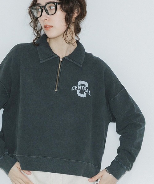 R JUBILEE（アールジュビリー）の「R JUBILEE/アール ジュビリー Half Zip Sweat Pullover ハーフジップスウェット（スウェット・レディース・ホワイト/ブラック・FREE）」の2枚目の写真
