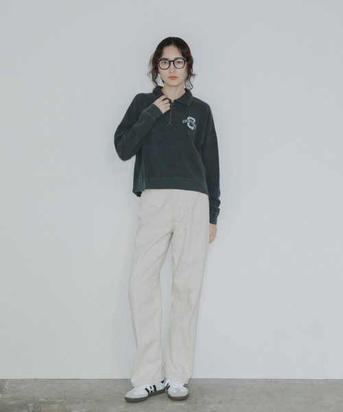 R JUBILEE（アールジュビリー）の「R JUBILEE/アール ジュビリー Half Zip Sweat Pullover ハーフジップスウェット（スウェット・レディース・ホワイト/ブラック・FREE）」の14枚目の写真