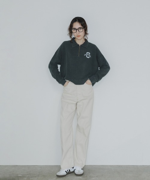 R JUBILEE（アールジュビリー）の「R JUBILEE/アール ジュビリー Half Zip Sweat Pullover ハーフジップスウェット（スウェット・レディース・ホワイト/ブラック・FREE）」の16枚目の写真