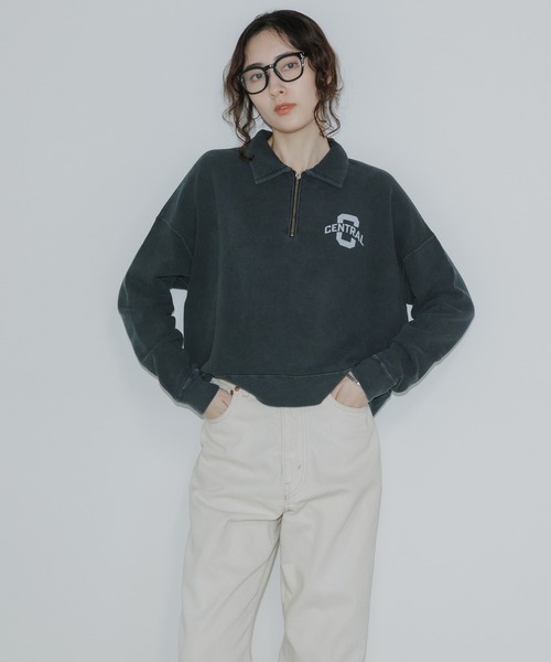 R JUBILEE（アールジュビリー）の「R JUBILEE/アール ジュビリー Half Zip Sweat Pullover ハーフジップスウェット（スウェット・レディース・ホワイト/ブラック・FREE）」の12枚目の写真