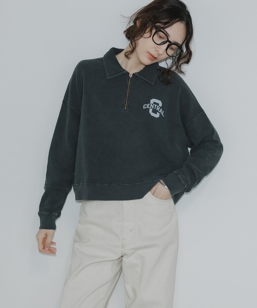 R JUBILEE（アールジュビリー）の「R JUBILEE/アール ジュビリー Half Zip Sweat Pullover ハーフジップスウェット（スウェット・レディース・ホワイト/ブラック・FREE）」の11枚目の写真