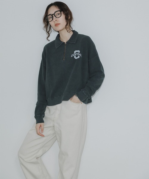 R JUBILEE（アールジュビリー）の「R JUBILEE/アール ジュビリー Half Zip Sweat Pullover ハーフジップスウェット（スウェット・レディース・ホワイト/ブラック・FREE）」の13枚目の写真