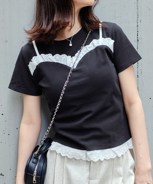セール】キャミビスチェレイヤードデザインTシャツ（Tシャツ