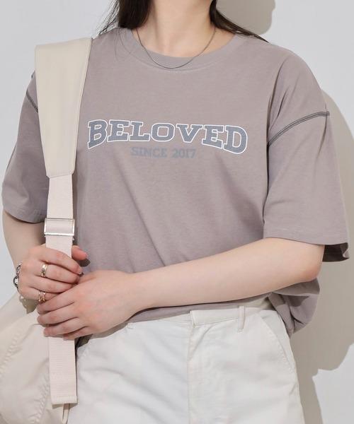Arinomama(アリノママ)の「カレッジロゴ風ワイドTシャツ(Tシャツ/カットソー・レディース・グレイッシュベージュ/スミクロ/ブラック/オフホワイト・FREE)」の20枚目の写真