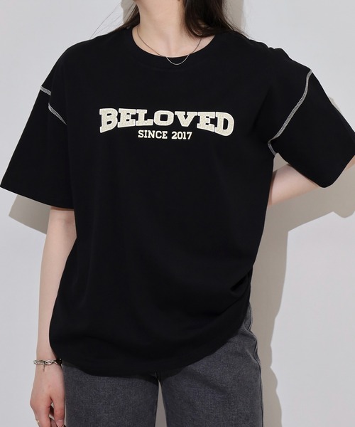 セール】カレッジロゴ風ワイドTシャツ（Tシャツ/カットソー