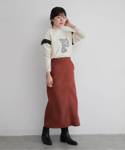 NOMBRE IMPAIR（ノンブルアンペール）の「カットフェイクスウェード　タイトスカート（スカート・レディース・グレイッシュベージュ/オレンジ/グレー・FREE）」の14枚目の写真