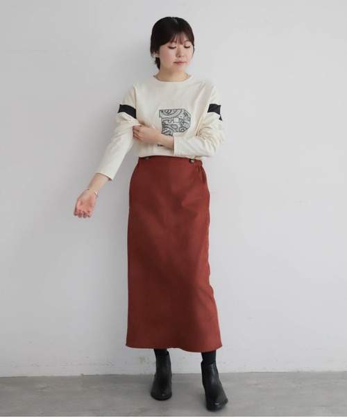 NOMBRE IMPAIR（ノンブルアンペール）の「カットフェイクスウェード　タイトスカート（スカート・レディース・グレイッシュベージュ/オレンジ/グレー・FREE）」の17枚目の写真