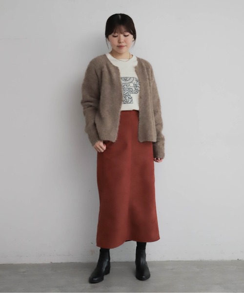 NOMBRE IMPAIR（ノンブルアンペール）の「カットフェイクスウェード　タイトスカート（スカート・レディース・グレイッシュベージュ/オレンジ/グレー・FREE）」の15枚目の写真