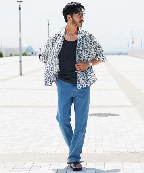 jiggys shop(ジギーズショップ)の「バンダナプリント ビッグシルエット ドライタッチ オープンカラーシャツ(シャツ/ブラウス・メンズ・ホワイト系その他/ブラック系その他/グリーン系その他・MEDIUM/LARGE/X-LARGE)」の9枚目の写真