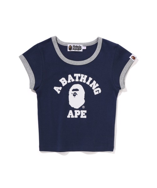 A BATHING APE(アベイシングエイプ)の「COLLEGE CROPPED TRIM TEE(Tシャツ/カットソー・レディース・ブラウン/ネイビー・LARGE/SMALL/MEDIUM)」の2枚目の写真