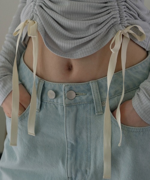 HONEY MI HONEY(ハニーミーハニー)の「lace layered denim short pants(デニムパンツ・レディース・ブルー/サックスブルー/ブラック・FREE)」の6枚目の写真