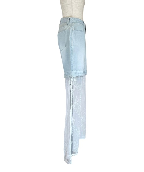 HONEY MI HONEY(ハニーミーハニー)の「lace layered denim short pants(デニムパンツ・レディース・ブルー/サックスブルー/ブラック・FREE)」の16枚目の写真