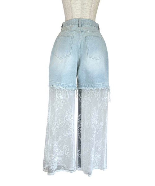 HONEY MI HONEY(ハニーミーハニー)の「lace layered denim short pants(デニムパンツ・レディース・ブルー/サックスブルー/ブラック・FREE)」の17枚目の写真