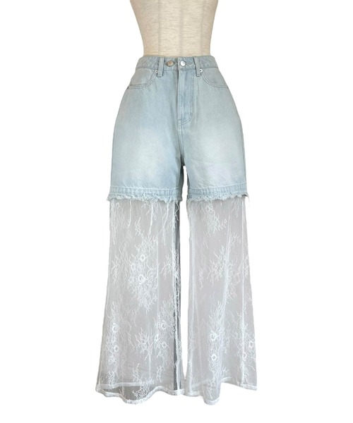 HONEY MI HONEY(ハニーミーハニー)の「lace layered denim short pants(デニムパンツ・レディース・ブルー/サックスブルー/ブラック・FREE)」の19枚目の写真