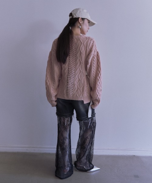 HONEY MI HONEY(ハニーミーハニー)の「lace layered denim short pants(デニムパンツ・レディース・ブルー/サックスブルー/ブラック・FREE)」の8枚目の写真