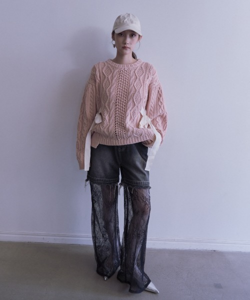 HONEY MI HONEY(ハニーミーハニー)の「lace layered denim short pants(デニムパンツ・レディース・ブルー/サックスブルー/ブラック・FREE)」の10枚目の写真