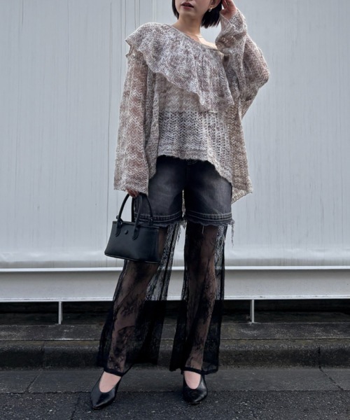 HONEY MI HONEY(ハニーミーハニー)の「lace layered denim short pants(デニムパンツ・レディース・ブルー/サックスブルー/ブラック・FREE)」の13枚目の写真