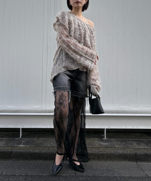 HONEY MI HONEY(ハニーミーハニー)の「lace layered denim short pants(デニムパンツ・レディース・ブルー/サックスブルー/ブラック・FREE)」の14枚目の写真