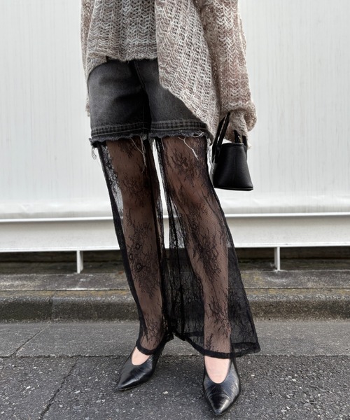 HONEY MI HONEY(ハニーミーハニー)の「lace layered denim short pants(デニムパンツ・レディース・ブルー/サックスブルー/ブラック・FREE)」の15枚目の写真